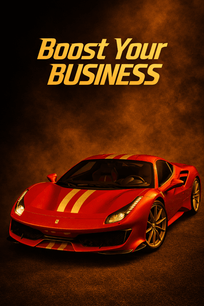 Cinematic Ferrari race car representing elite performance marketing